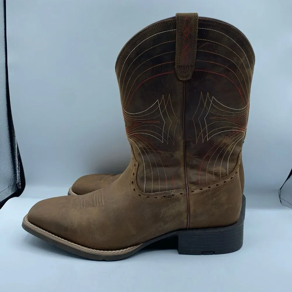 Ariat Boots Men 13 EE ATS Brown Western Performance Broad Square Toe Cowboy Tag